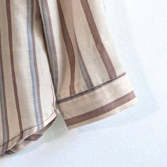 70's/80's Style Kori Blue and Brown Striped  Button Down Size S - Picture 5 of 10